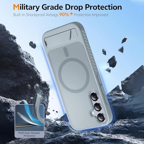 KARWAN®? Ultra Hybrid Matte Back Cover Case Compatible with Magnetic Stand for Samsung Galaxy S25FE | Wireless Charging | Camera Bump Protection (6.7 inch) (Grey) - Image 4
