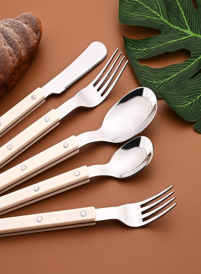 Snplowum 8-piece Dessert Spoons, Salad Spoons Mirror Polish Stainless Steel Spoon Set, For Dining Hotel Bar Family Daily Use, Retro White Silver, 6.81 Inch - Image 5