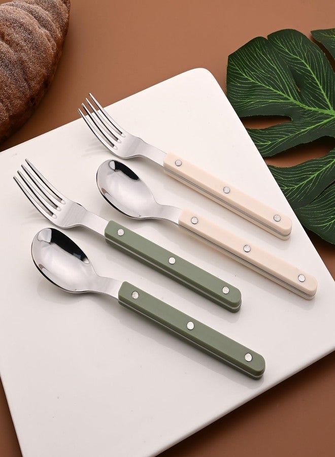Snplowum 8-piece Dessert Spoons, Salad Spoons Mirror Polish Stainless Steel Spoon Set, For Dining Hotel Bar Family Daily Use, Retro White Silver, 6.81 Inch - Image 4