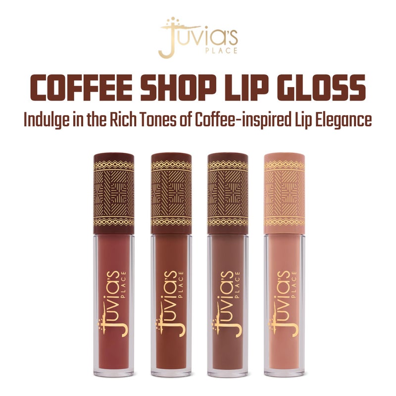 Juvia's Place Coffee Shop Lip Gloss - Brown Sugar - Hydrating Butter Lip Gloss for Women, Long-Lasting Shine, Moisturizing Glass-like Finish, Plumping Non-sticky, Suitable for every vibe - Image 1