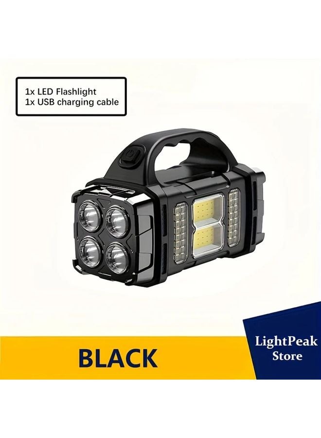 Black Solar USB Rechargeable Emergency Lantern Dual Light Source Camping Light - Image 1