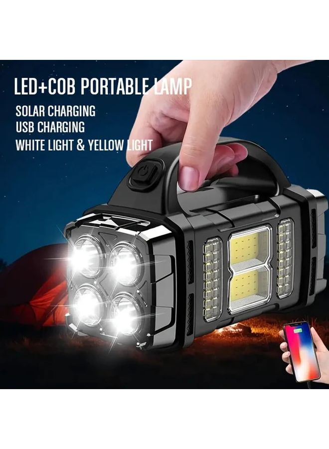 Black Solar USB Rechargeable Emergency Lantern Dual Light Source Camping Light - Image 5