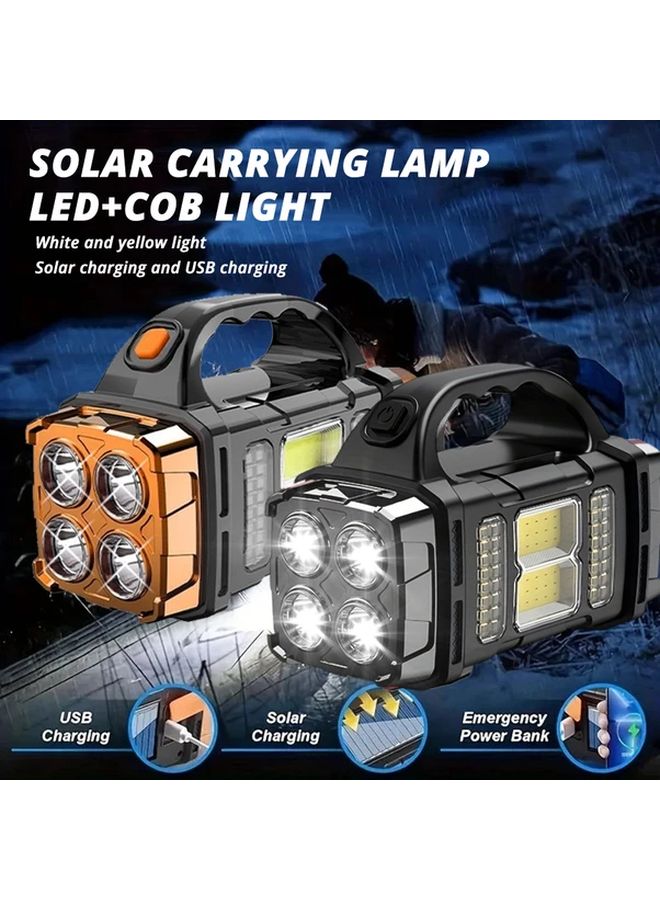 Black Solar USB Rechargeable Emergency Lantern Dual Light Source Camping Light - Image 2