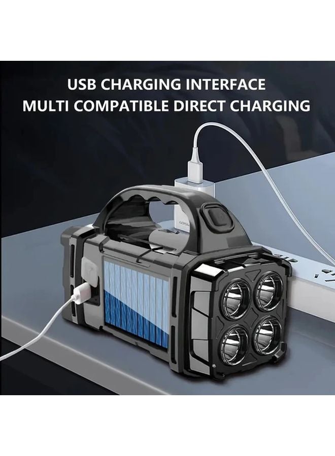 Black Solar USB Rechargeable Emergency Lantern Dual Light Source Camping Light - Image 4