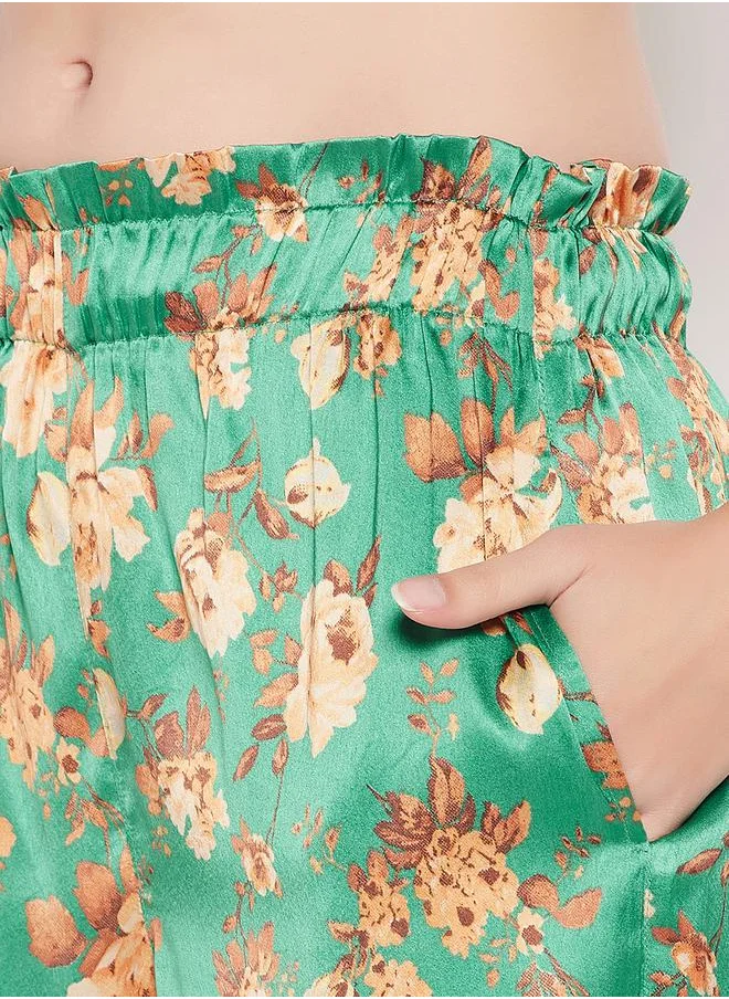 كلوفيا Satin Floral Print Cami & Pyjama Set by Styli