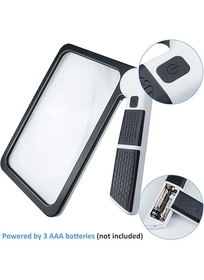 X spring - Magnifying Glass With Light 5X Magnifying Glass For Reading Large Folding Lighted Magnifier With 48 Led Lights 3 Modes Handheld Full Page Magnifier For Seniors Low Vision Reading - Image 1