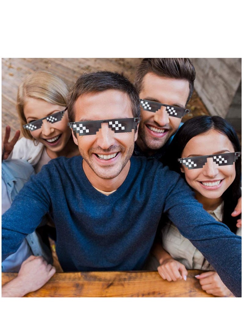 KASTWAVE 3 أزواج من نظارات شمسية من Thug life Pixel، نظارات شمسية بلاستيكية رائعة من Thug، إكسسوارات حفلات للأطفال والكبار، باللون الأسود - Image 3