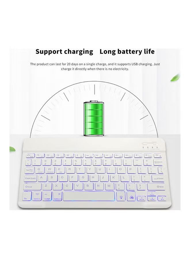 Wireless Bluetooth Three System Universal Mobile phone and Tablet Keyboard with Mouse Set English White - Image 3