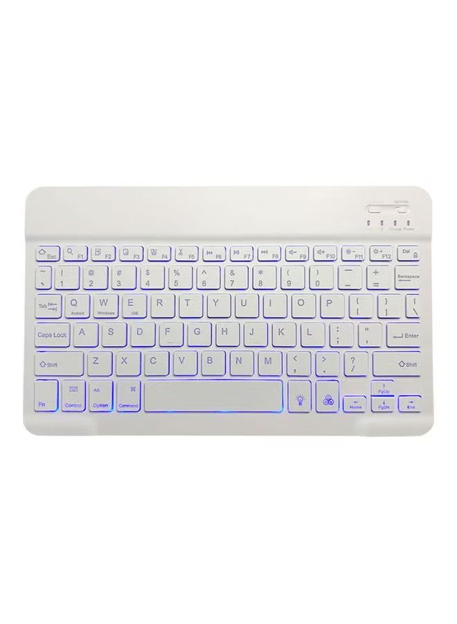 Wireless Bluetooth Three System Universal Mobile phone and Tablet Keyboard with Mouse Set English White - Image 1