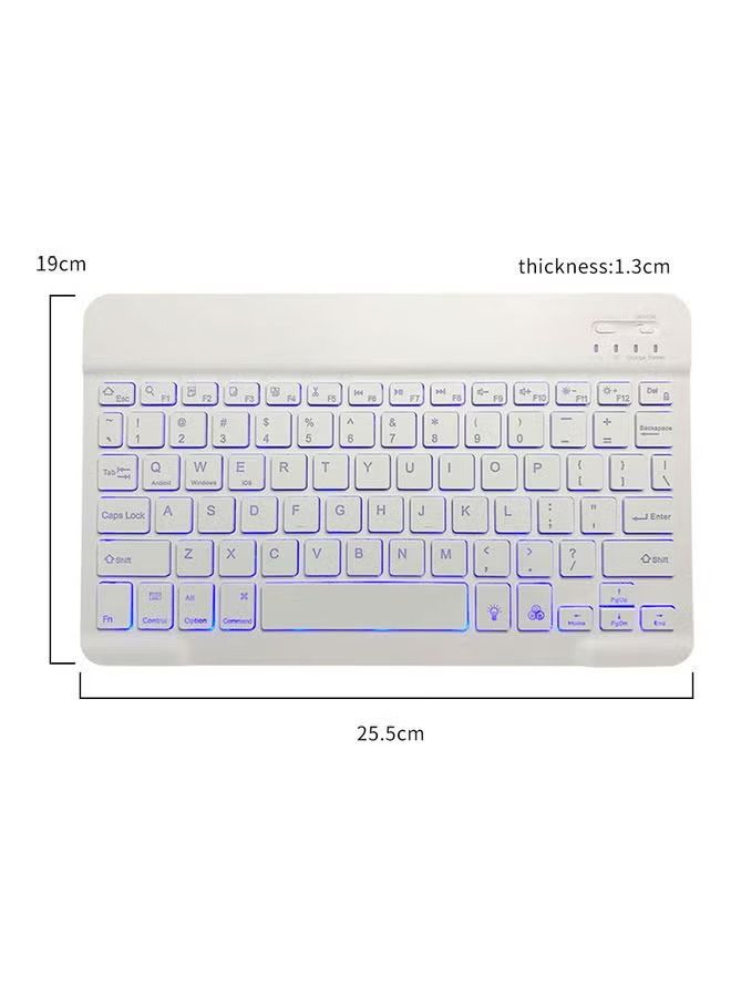 Wireless Bluetooth Three System Universal Mobile phone and Tablet Keyboard with Mouse Set English White - Image 2