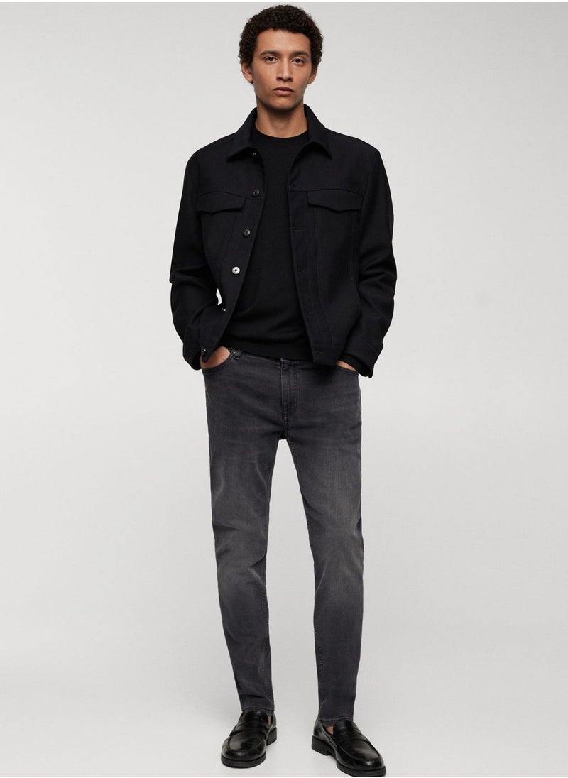 Mango Man - Skinny Fit Rinse Wash Jeans - Image 1