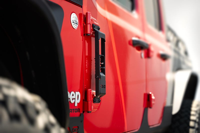 DV8 Offroad Hinge Mounted Steps for The 2007-2025 Jeep Wrangler JK/JL & 2020-2025 Jeep Gladiator JT | Pair | Quick Roof Access | Door Hinge Mounted | Anti-Slip Grip | Folding Design | DV8 Offroad - Image 4