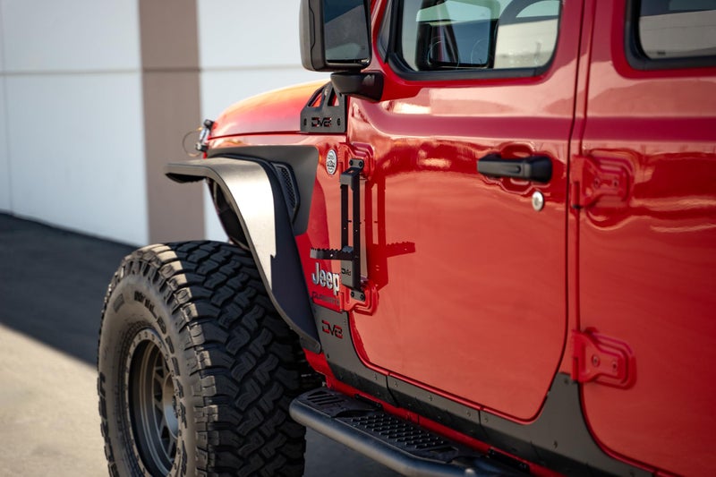 DV8 Offroad Hinge Mounted Steps for The 2007-2025 Jeep Wrangler JK/JL & 2020-2025 Jeep Gladiator JT | Pair | Quick Roof Access | Door Hinge Mounted | Anti-Slip Grip | Folding Design | DV8 Offroad - Image 2