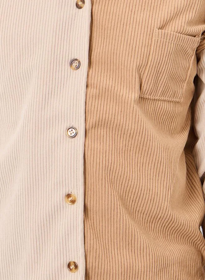 Styli Styli Teen Color Block Corduroy Shirt