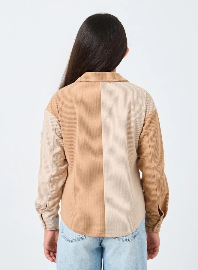 Styli Styli Teen Color Block Corduroy Shirt