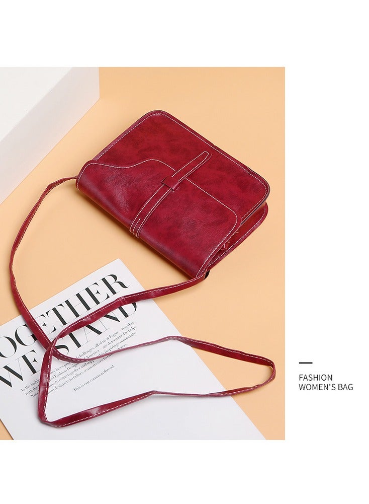 Women Shoulder Handbags，Small Square Soft PU Leather Crossbody Bags，Women Leather Flap Chain Shoulder Mini Bags,Spring Women's Shoulder Bag Crossbody Bag Solid Color Simple,Vintage Red - Image 2