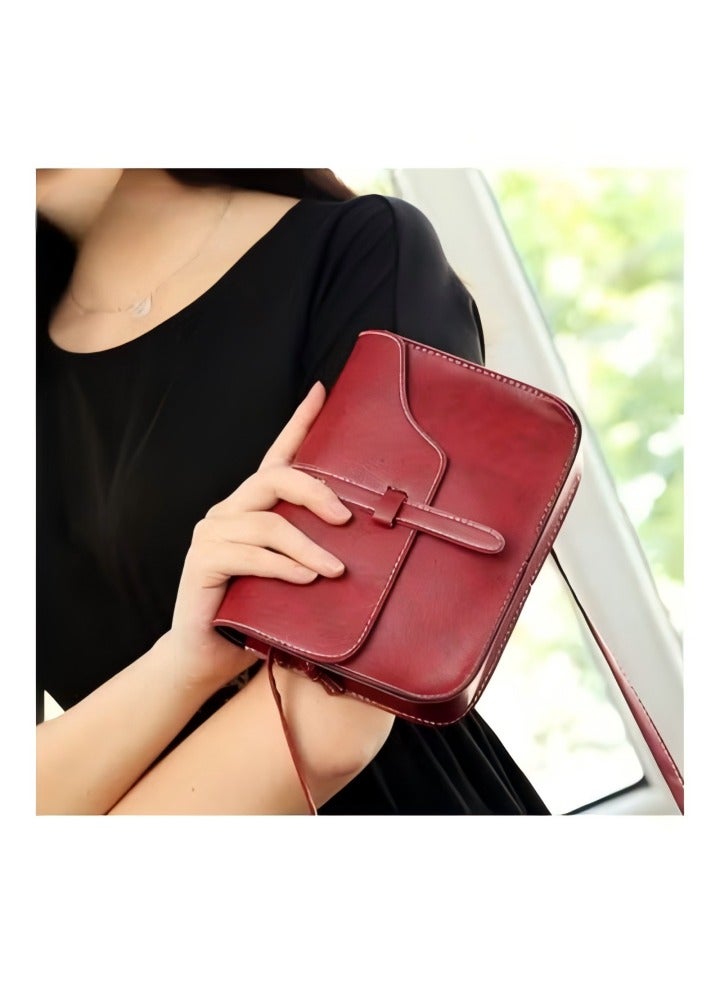Women Shoulder Handbags，Small Square Soft PU Leather Crossbody Bags，Women Leather Flap Chain Shoulder Mini Bags,Spring Women's Shoulder Bag Crossbody Bag Solid Color Simple,Vintage Red - Image 5