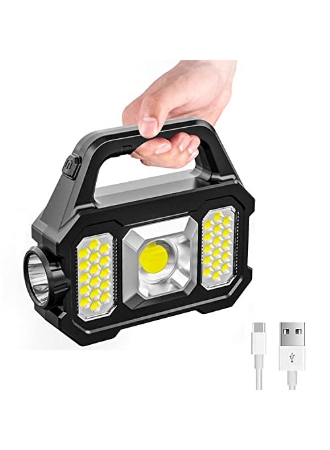 ماركة غير محددة مصباح يدوي LED فائق السطوع يعمل بالطاقة الشمسية مع كابل USB من زي ال اتش، 6 أوضاع، قابل لإعادة الشحن، خفيف الوزن ومقاوم للماء، مناسب لصيد الأسماك والتخييم وحالات الطوارئ.  - Image 1