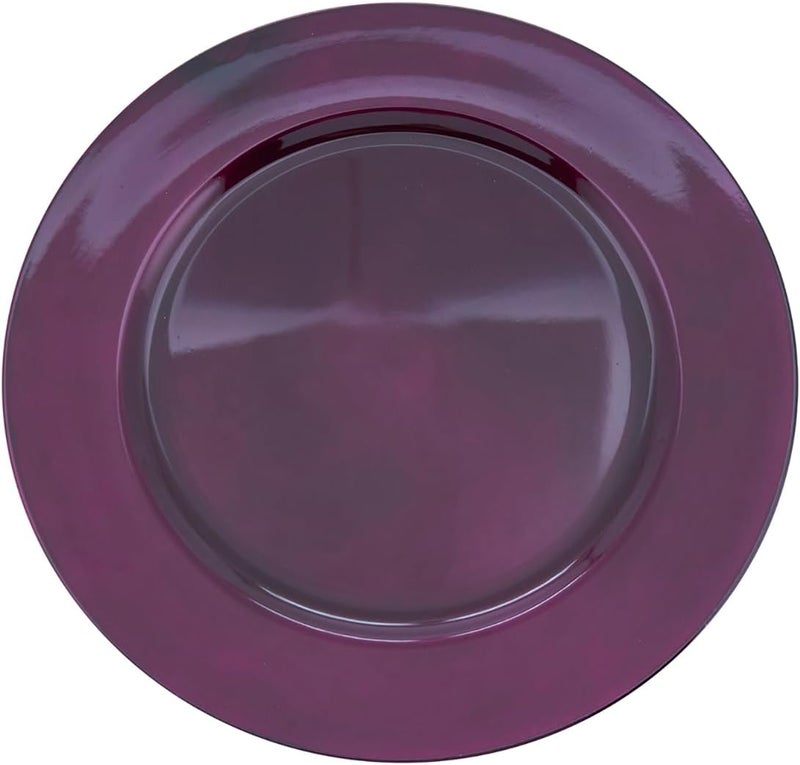 Fennco Styles Classic Rustic Design Holiday Decorative Charger Plates 13 Round Set of 4 Eggplant - Image 2