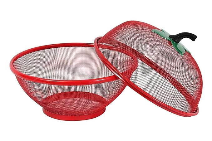 NOBILEA New Plastic Apple Shape Net Fruits Basket for Kitchen red Large Fruit Net Cover Multi Colour