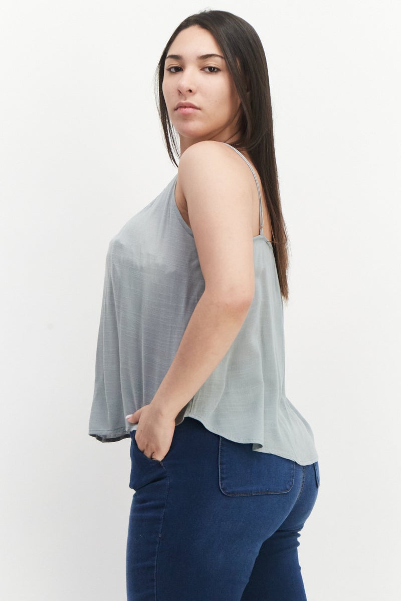 Gentle Fawn Women Scoop Neck Sleeveless Textured Tank Top, Sage Green  - Image 3