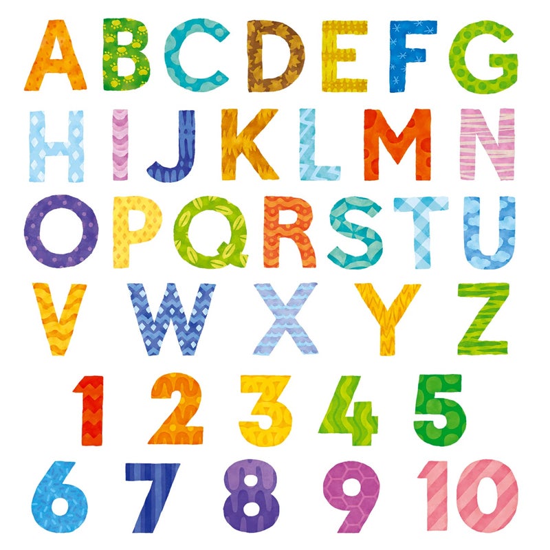 DECOWALL DS94003 Uppercase Alphabet Letter Numbers Kids Wall Stickers Wall Decals Peel and Stick Removable Wall Stickers for Kids Nursery Bedroom Living Room