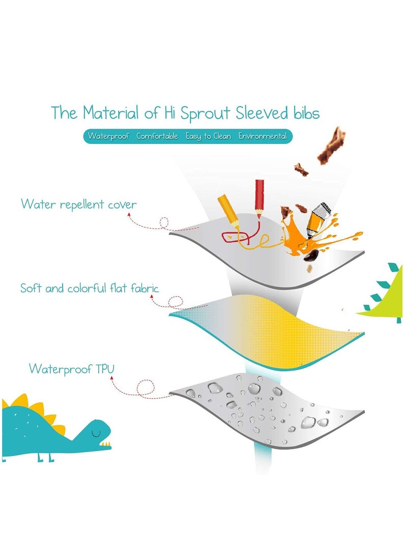 KASTWAVE Long Sleeved Baby Bib - Toddler Infants Smock Bib with Pocket, Waterproof, Soft, Machine Washable, Stain and Odor Resistant - Image 5