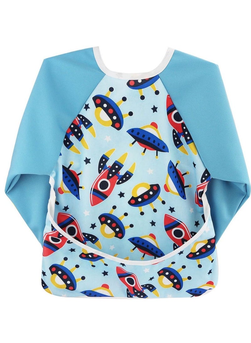 KASTWAVE Long Sleeved Baby Bib - Toddler Infants Smock Bib with Pocket, Waterproof, Soft, Machine Washable, Stain and Odor Resistant - Image 1