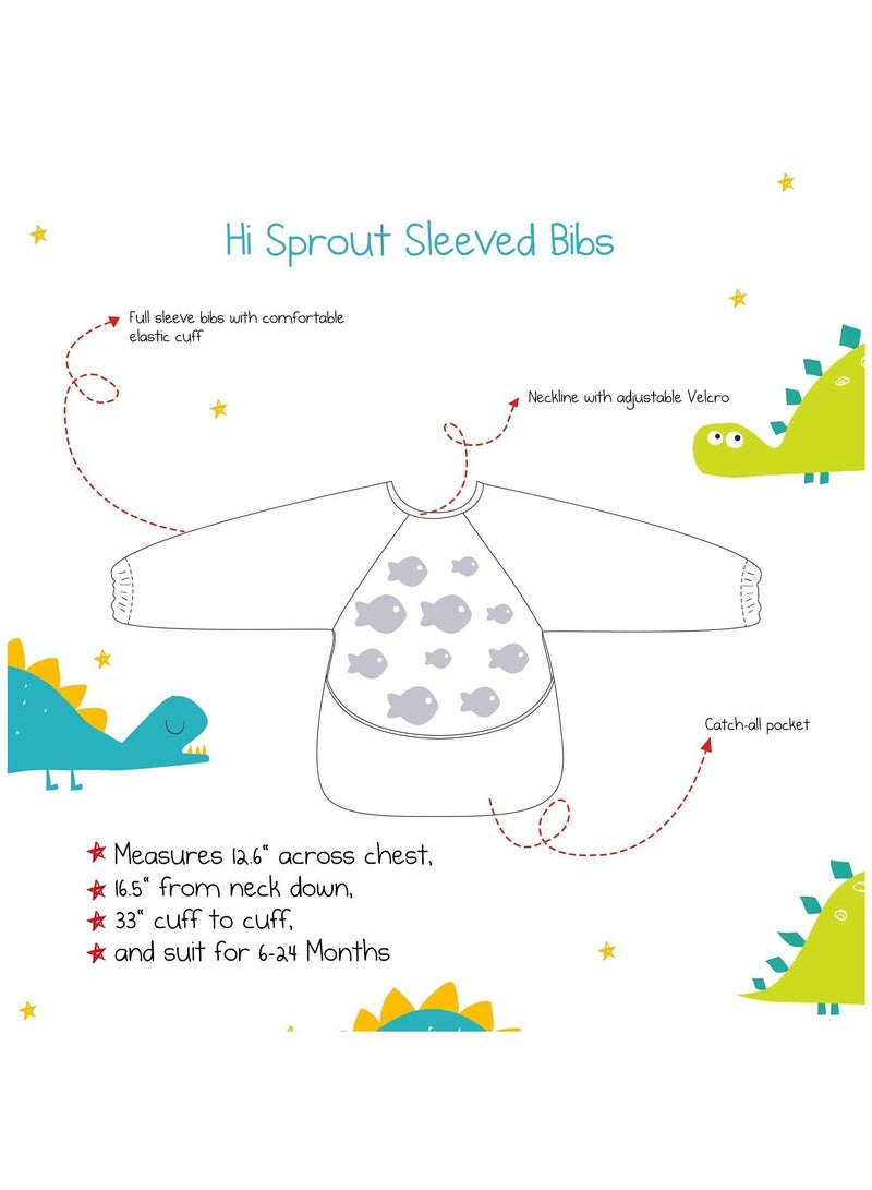 KASTWAVE Long Sleeved Baby Bib - Toddler Infants Smock Bib with Pocket, Waterproof, Soft, Machine Washable, Stain and Odor Resistant - Image 4