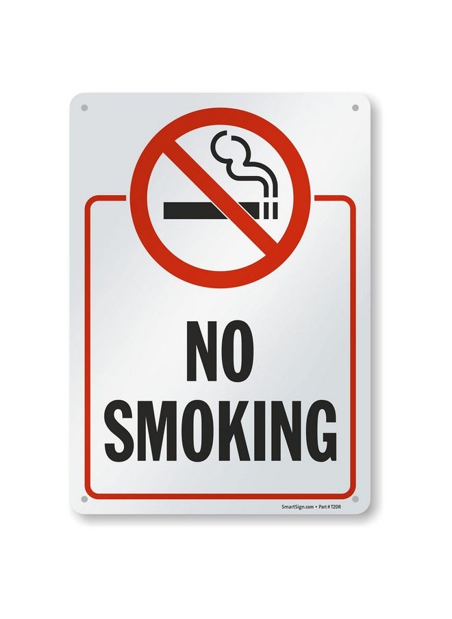 SmartSign 14 X 10 Inch “No Smoking” Metal Sign With Symbol Screen Printed 40 Mil Laminated Rustproof Aluminum Red Black And White Made In Usa  - Image 1