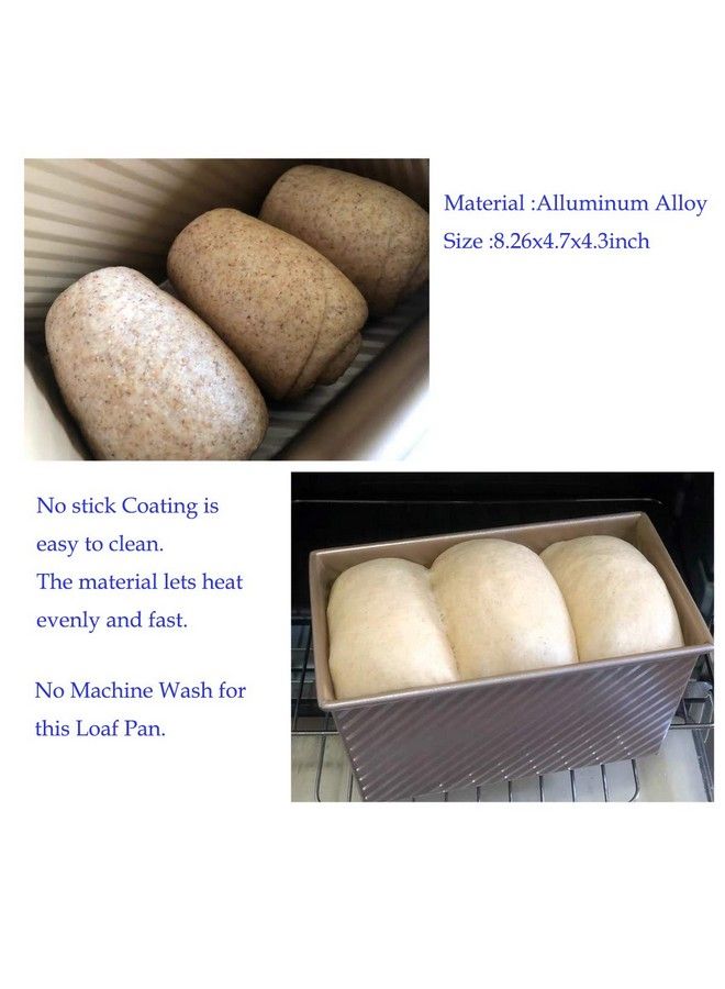monfish Pullman Loaf Pan Loaf Pan W Lid Wavy Nonstick Toast Mold Loaf Bread Baking Pan Champagne Gold (8.5X4.75X4.5) - Image 5