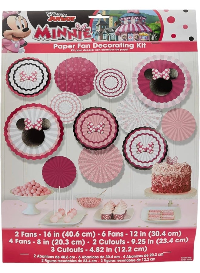 Amscan Minnie Mouse Forever Paper Fan Decoration Kit 17Pc