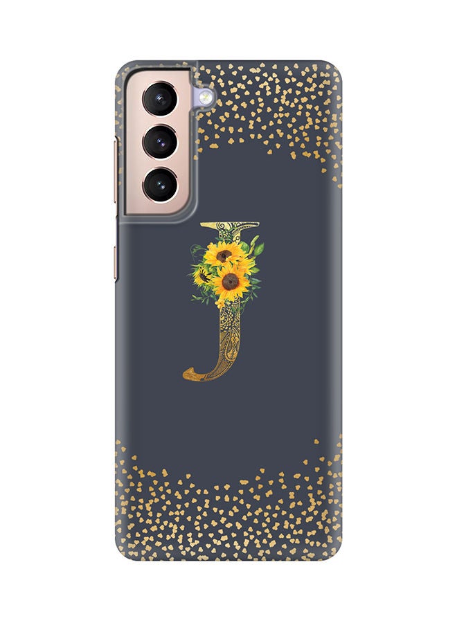 Stylizedd Monogram Slim Cover for Samsung Galaxy S21 Plus 5G Case Custom Initials Letter Floral Pattern Snap Series Mobile Cover Matte Alphabet  - J (Grey) - Image 1