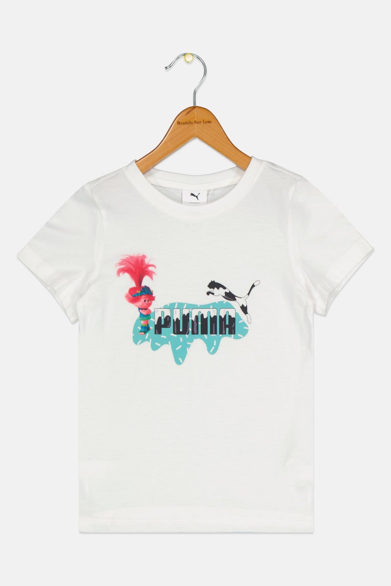Puma x Trolls Kids Boy Brand Logo Short Sleeve T-Shirt, White - Image 1