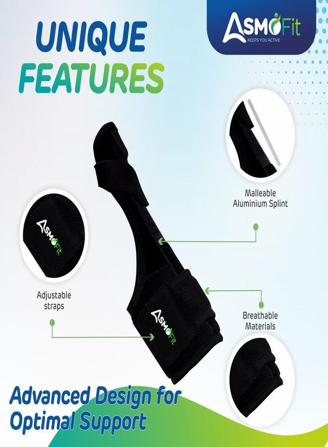Asmofit جبيرة إبهام أسموفيت | دعامة إبهام قابلة للتعديل وجيدة التهوية للرجال والنساء | مثبت إبهام بمقاس موحد لتخفيف آلام التهاب المفاصل والأوتار والتعافي من الإصابات | عبوة من قطعة واحدة (أسود) - Image 5
