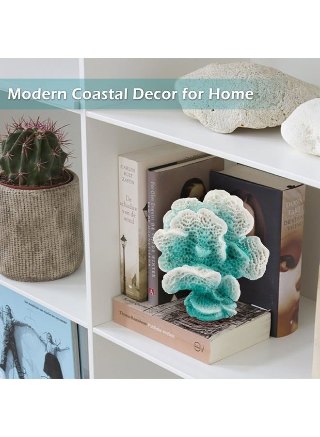 Accessoryway Turquoise Blue Coral Reef Decor,Modern Coastal Decor for Home: Small Faux Coral Statue for Nautical Themed Parties and Table Centerpieces -6.2"… - Image 2