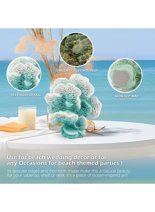 Accessoryway Turquoise Blue Coral Reef Decor,Modern Coastal Decor for Home: Small Faux Coral Statue for Nautical Themed Parties and Table Centerpieces -6.2"… - Image 3