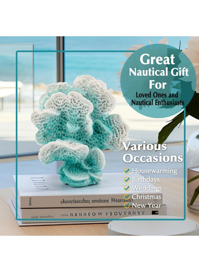 Accessoryway Turquoise Blue Coral Reef Decor,Modern Coastal Decor for Home: Small Faux Coral Statue for Nautical Themed Parties and Table Centerpieces -6.2"… - Image 4
