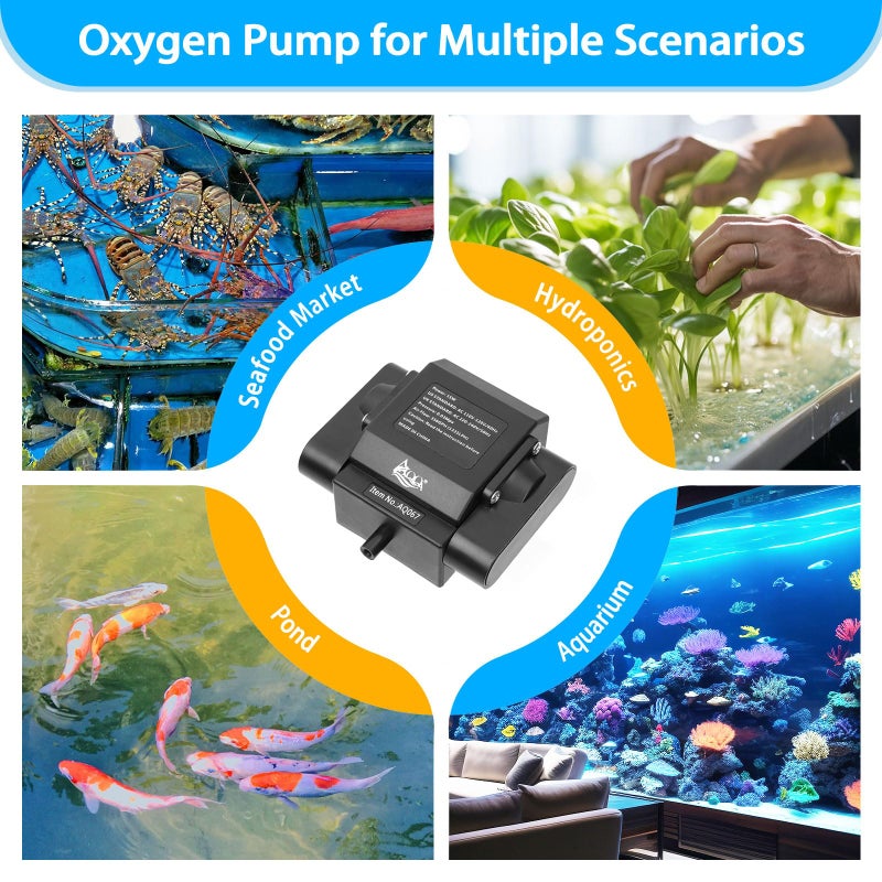 AQQA Powerful Aquarium Air Pump Adjustable Fish Oxygen Aerator Pump for Basement Aquarium Ponds Hydroponic 4 Outlets Commercial Air Pump Bubbler with Accessories for Fish Tank Up to 600Gal(10W,237GPH) - Image 5