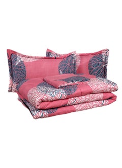 VAS COLLECTIONS VAS COLLECTIONS 350TC Glace Floral Cotton AC Comforter Set King Size Double Bed with 1 Flat bedsheet Two King Pillow Covers 4 Pieces Bedding Set 90x90 inch Pink Light Green 
