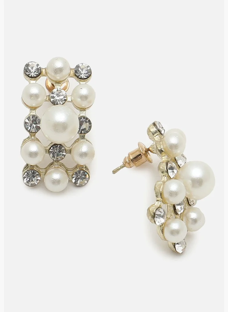 سوهي طقم عقد واقراط باللؤلؤ مطلية بالذهب