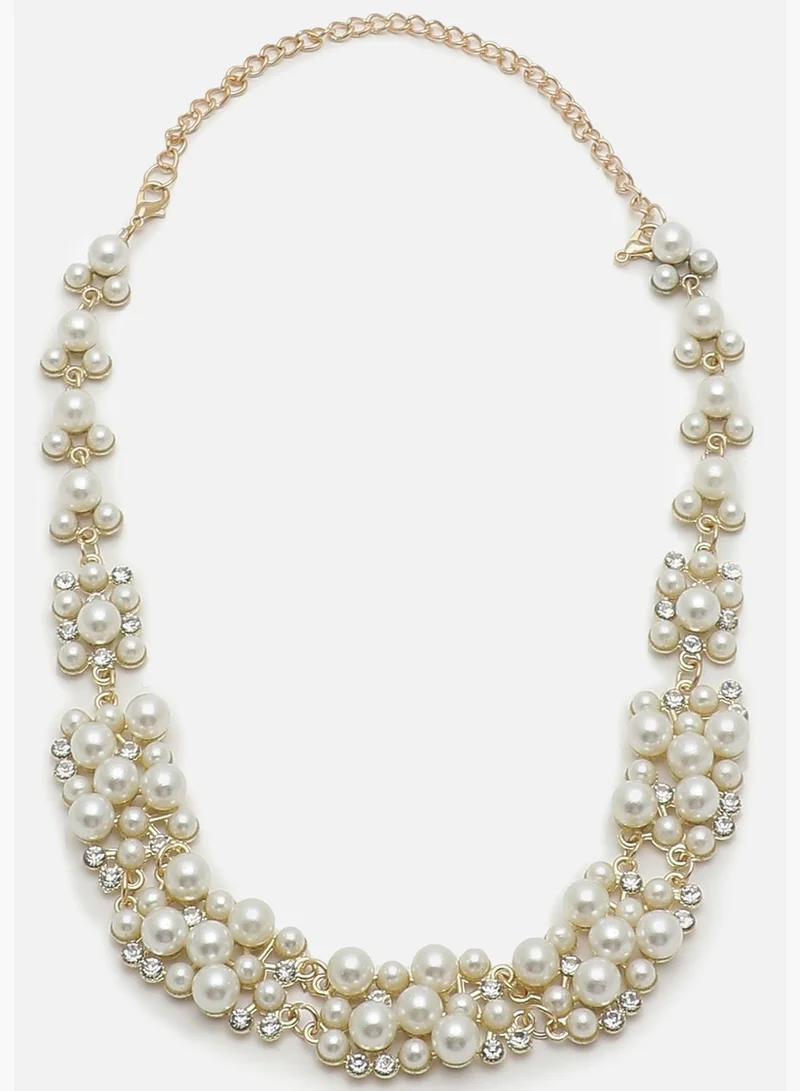 سوهي طقم عقد واقراط باللؤلؤ مطلية بالذهب