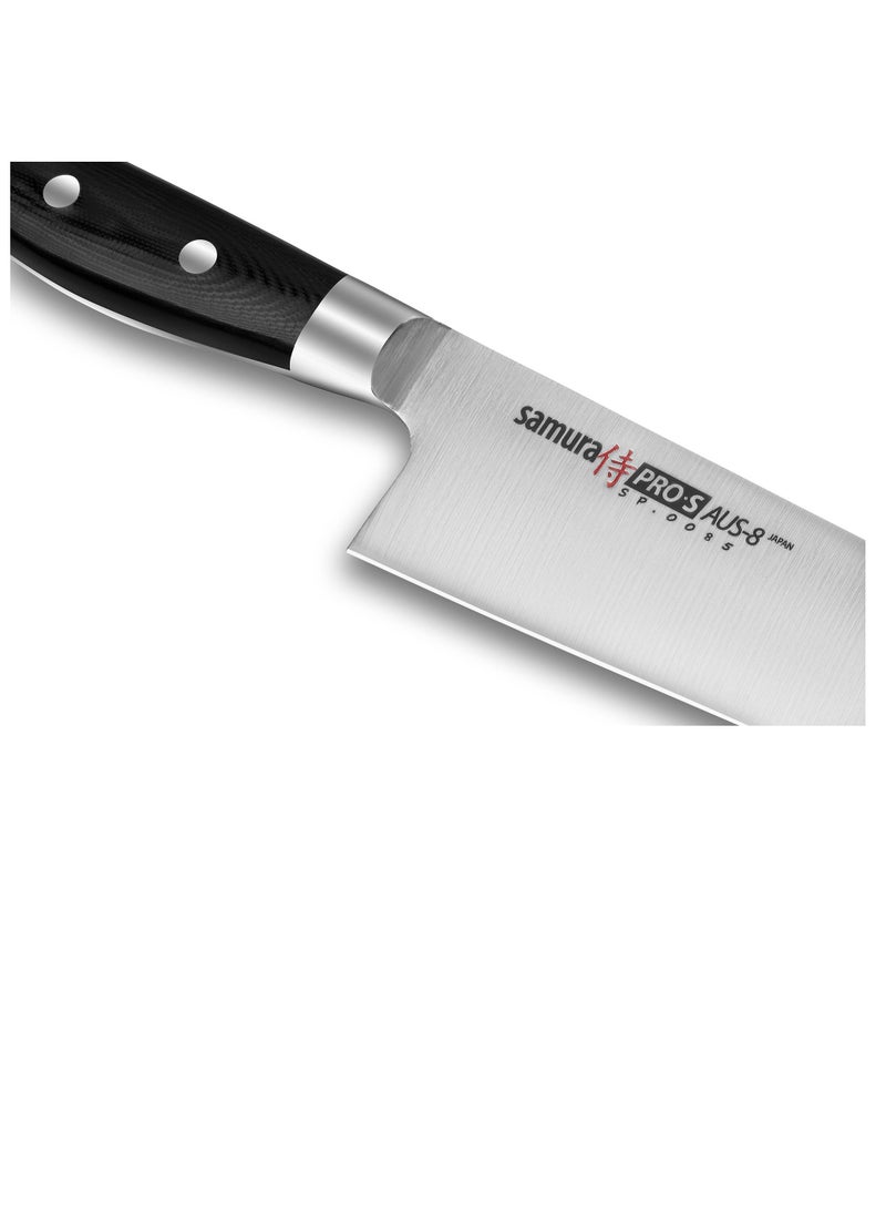 Samura Samura PRO-S Chef's Knife | 7.9"/200 mm | AUS-8 Stainless Steel Blade | G-10 Fiberglass Polymer Handle | Thick, Wide, Long Blade with Central Tip  - Image 3