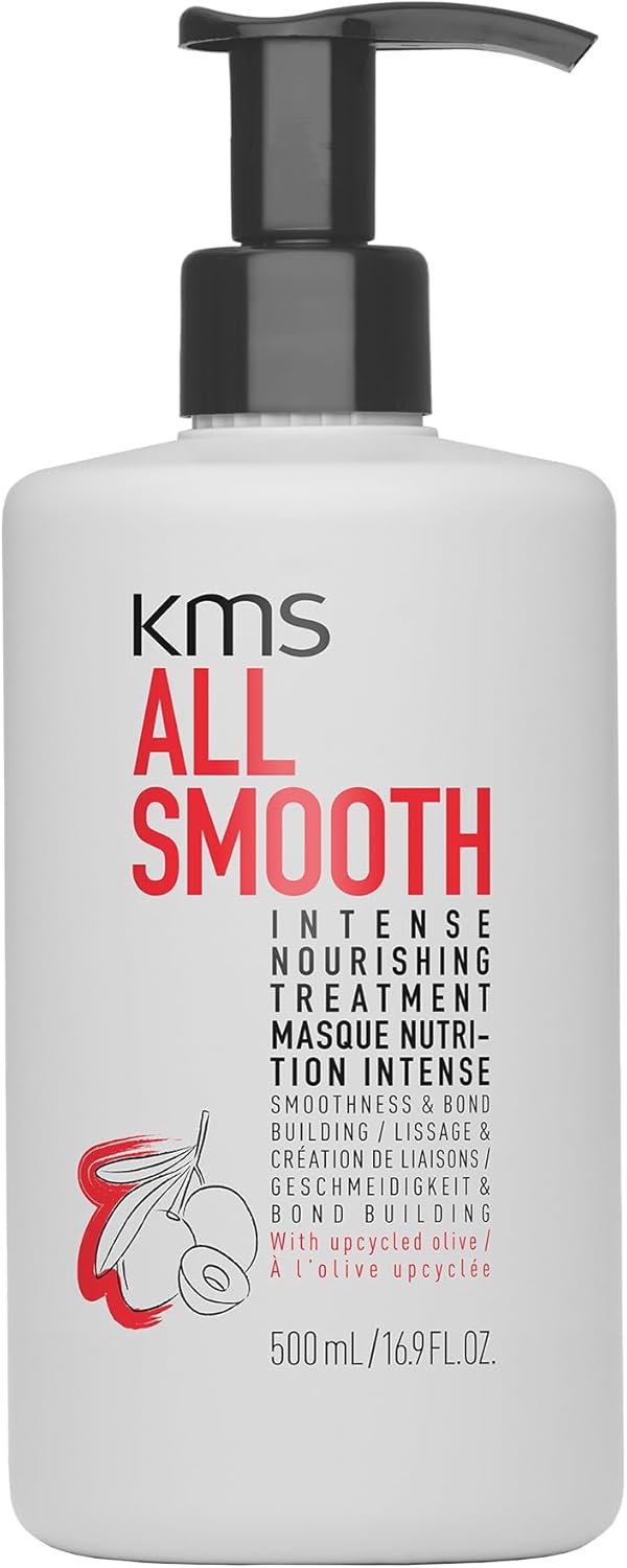 KMS AllSmooth Intense Nourishing Treatment for All Hair Types Up to 50 Smoother Hair Bond Building formula Strengthens And Nourishes Dehydrated Hair With Upcycled Olives 500ML