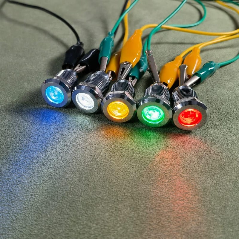 Gebildet جيبيلدت 5 قطع 12 مم تيار متردد/تيار مستمر 12-24 فولت ضوء مؤشر LED مقاوم للماء من الفولاذ المقاوم للصدأ غلاف معدني ضوء إشارة لوحة قيادة مخصص رأس مقعر نماذج تصميم متعددة - Image 3