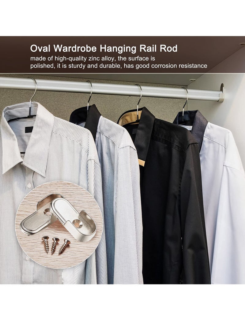 SYOSI SYOSI 6 Pcs Oval Wardrobe Hanging Rails Fittings, Wardrobe Pole Fittings, Wardrobe Rod Bracket Bracket for Wardrobe Shower Curtain Closet Curtain Wardrobe Closet, Polished Chrome Finish  - Image 5