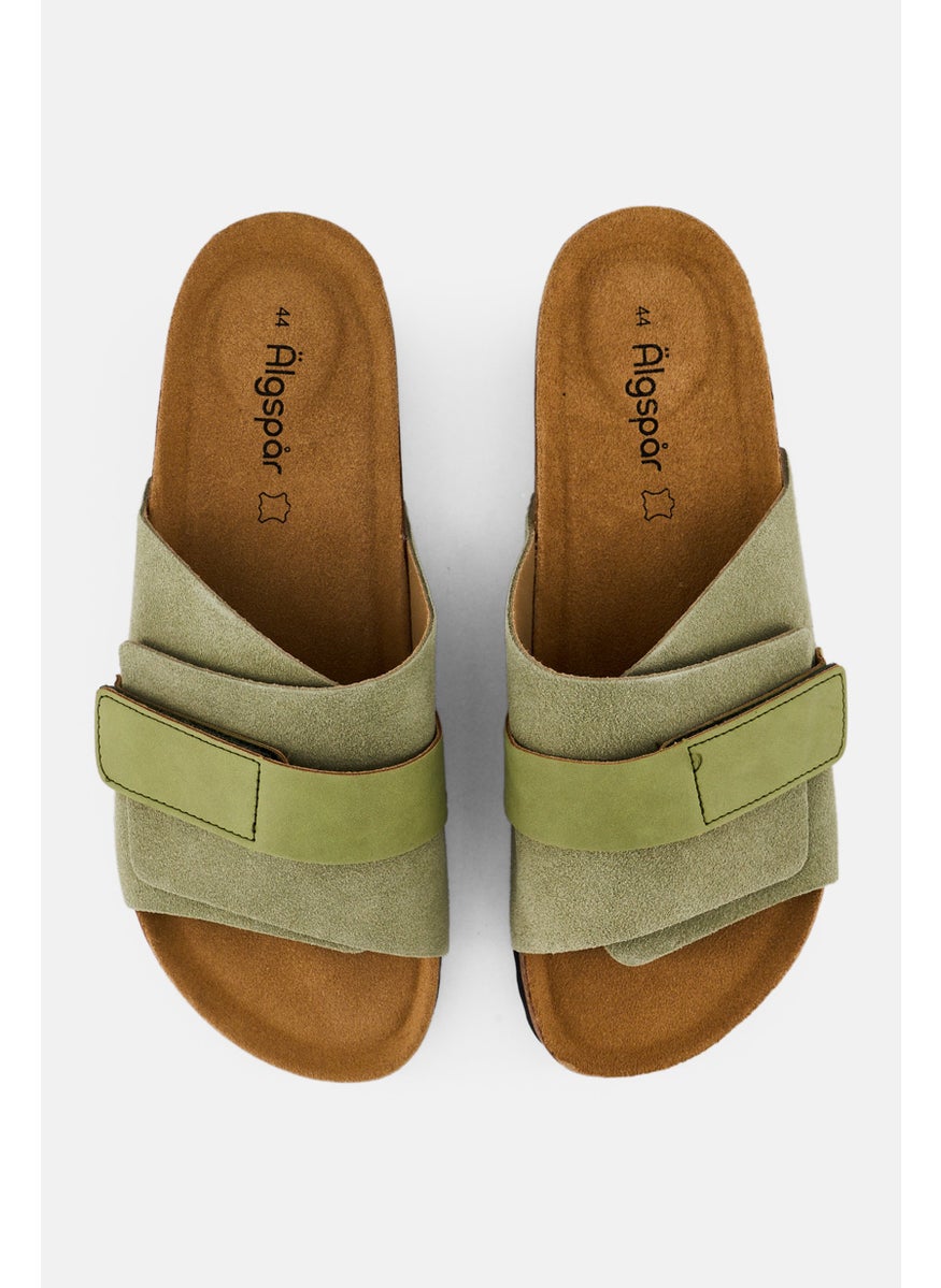 Algspar Men Velcro Closure Cork Sandals, Faded Olive  - Image 3