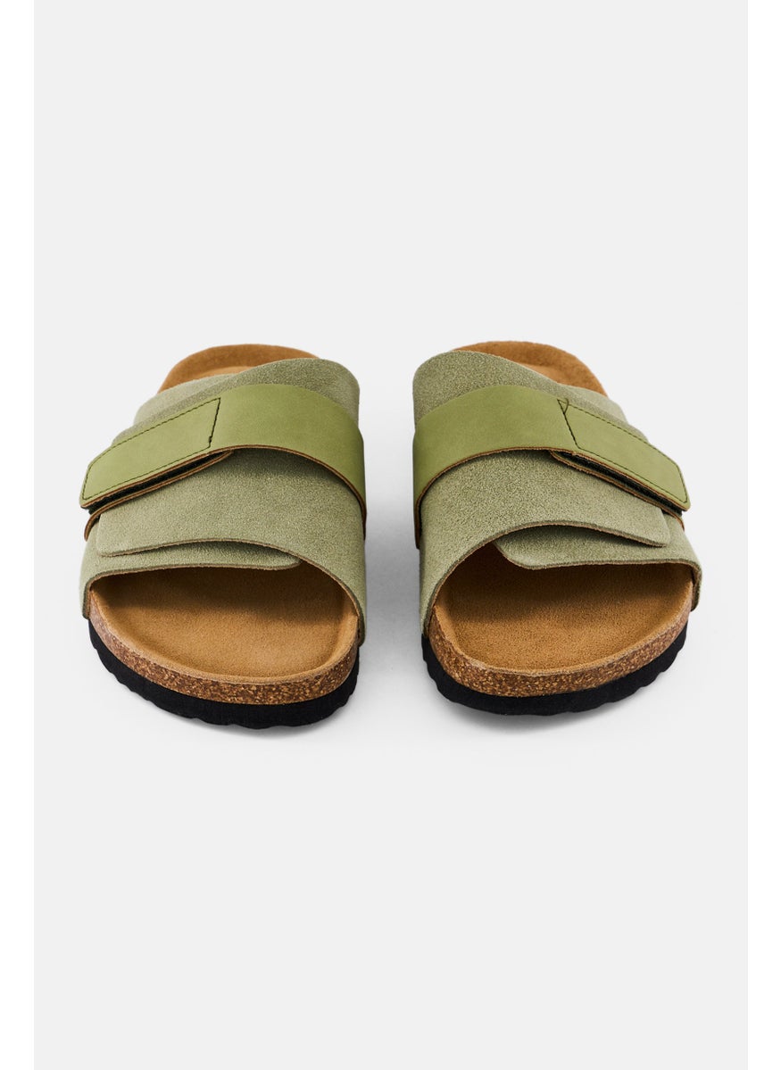 Algspar Men Velcro Closure Cork Sandals, Faded Olive  - Image 4