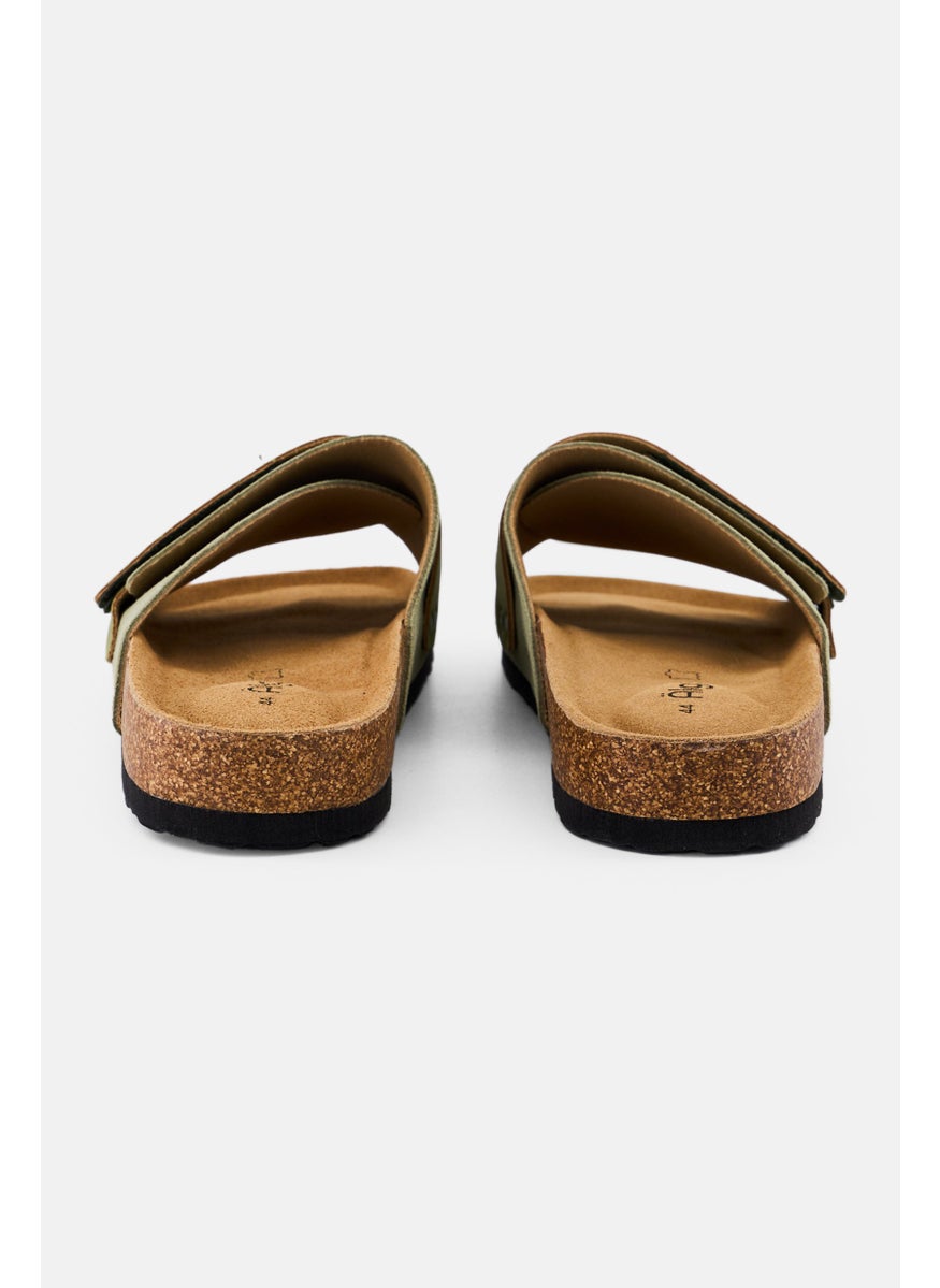 Algspar Men Velcro Closure Cork Sandals, Faded Olive  - Image 2
