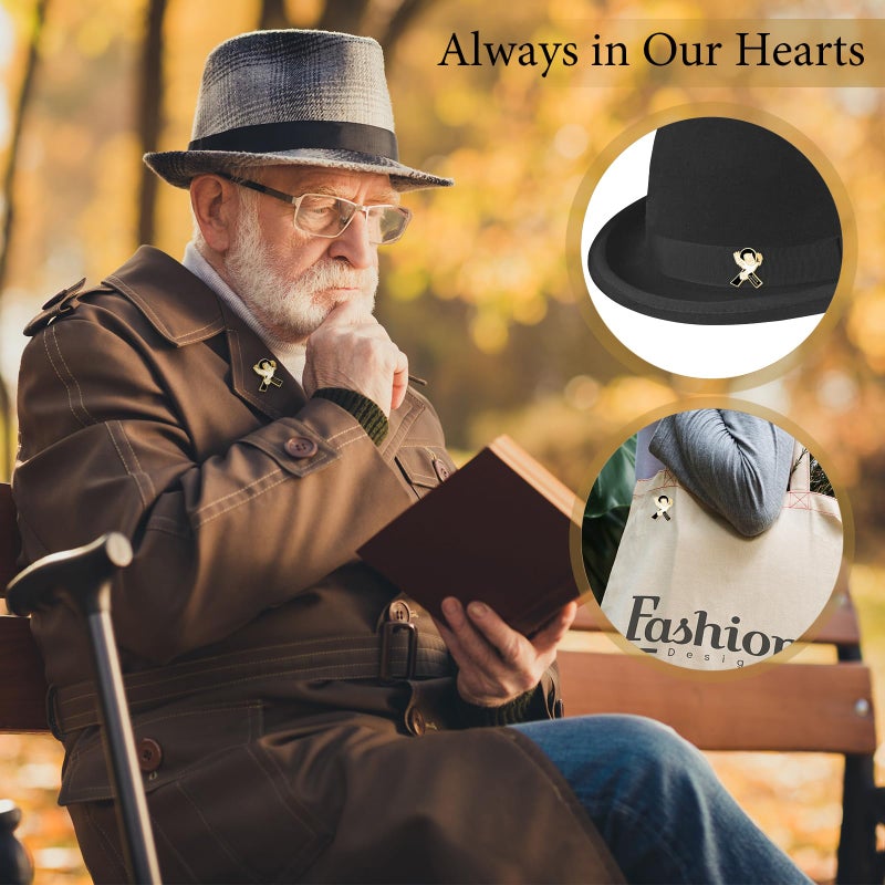 Loetere 60 Set Funeral Ribbon Dove Pins Funeral Favors for Guests Awareness Lapel Pin Brooch with Prayer Cards Organza Bags for People in Mourning Remembrance Day Event(Black) - Image 5